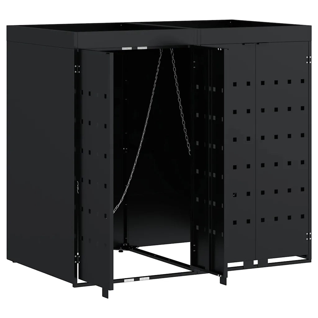 Contenitore per Rifiuti per 2 Bidoni Nero 136 x 77,5 x 121,5 cm