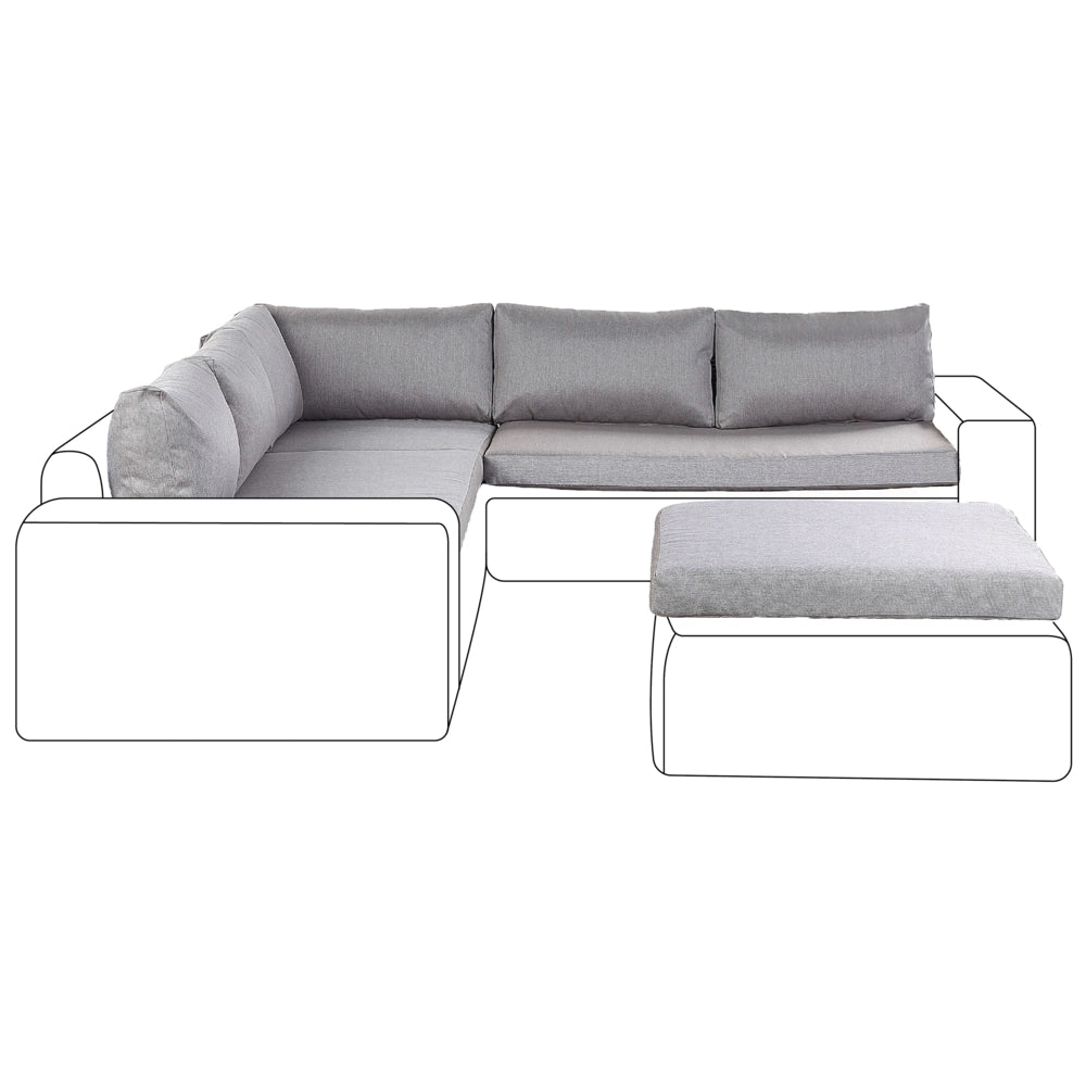 Set di federe per cuscini da esterno in tessuto grigio per divani, federe per cuscini laterali e per schienali