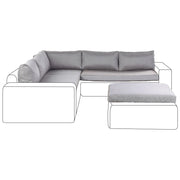 Set di federe per cuscini da esterno in tessuto grigio per divani, federe per cuscini laterali e per schienali