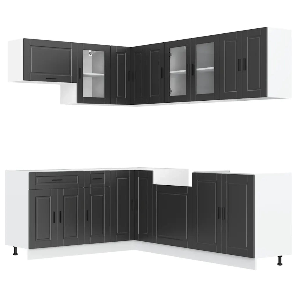 Set Mobili da Cucina 11 pz Porto Neri Legno Multistrato