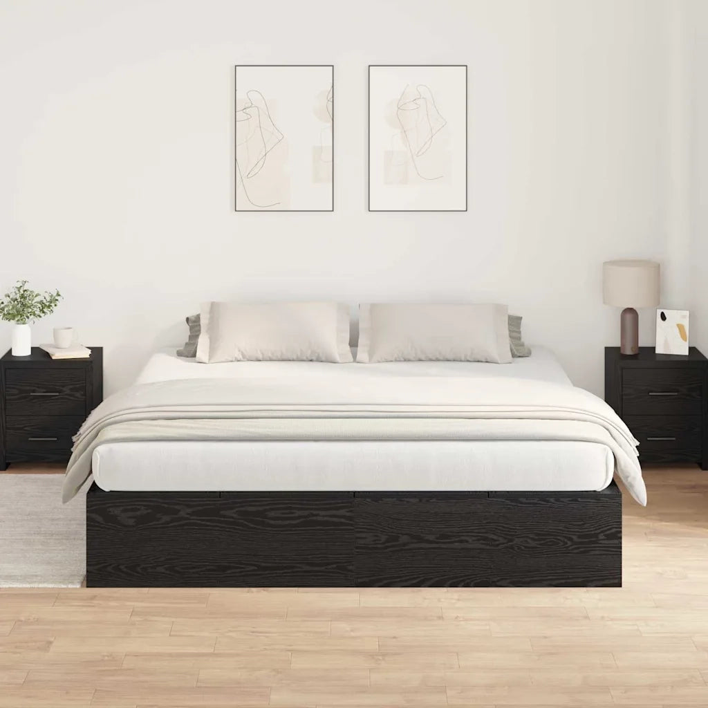 Struttura letto con contenitore Rovere Nero 200 x 200 cm 3335358