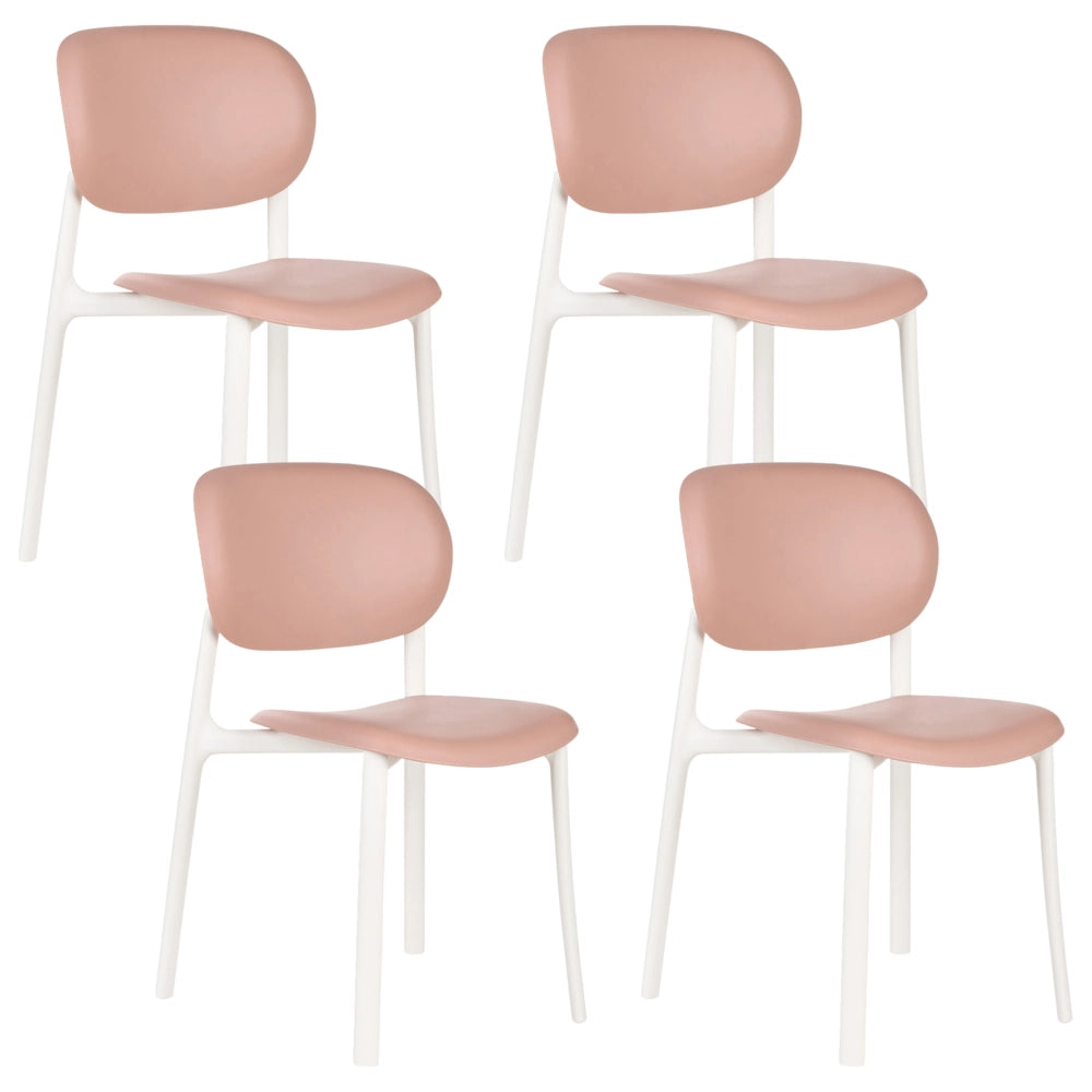 Set di 4 sedie da giardino rosa pastello leggere e resistenti alle intemperie stile moderno
