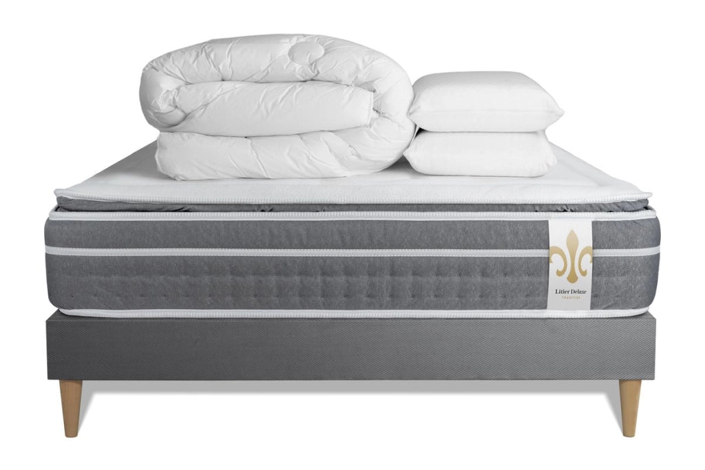 Pacchetto letto completo - Materasso 180x200cm + Box spring con doghe (kit) + 2 cuscini + Piumino - Trente PLUS