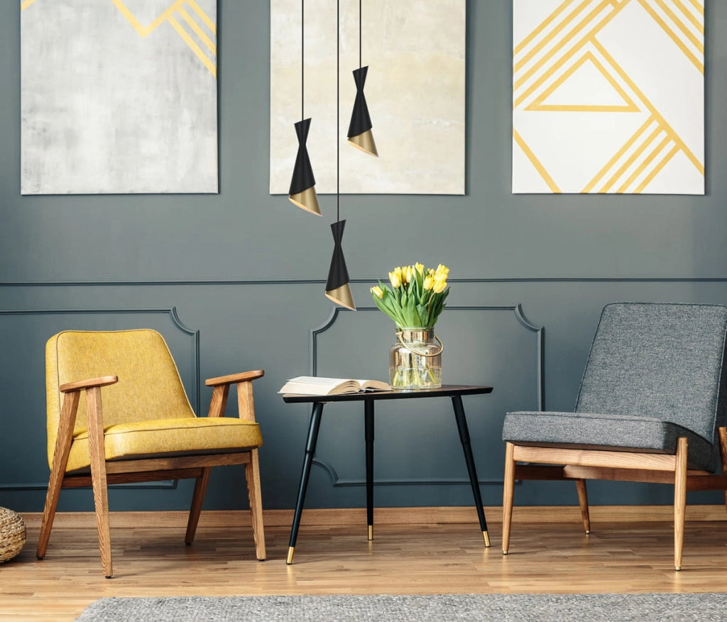 Lampadario Italux Malia moderno nero oro 3xE27 dimmerabile