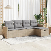 Set Divano da Giardino 5 pz con Cuscini Beige in Polyrattan 3325365