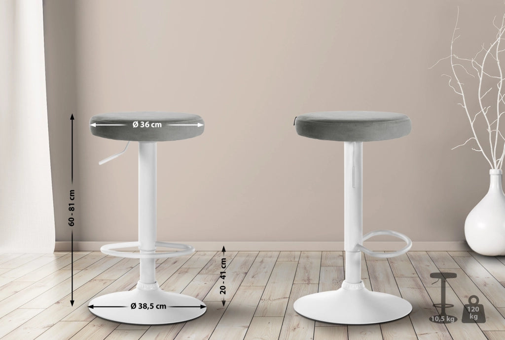 2er Set Barhocker Ponte Samt weiЯ