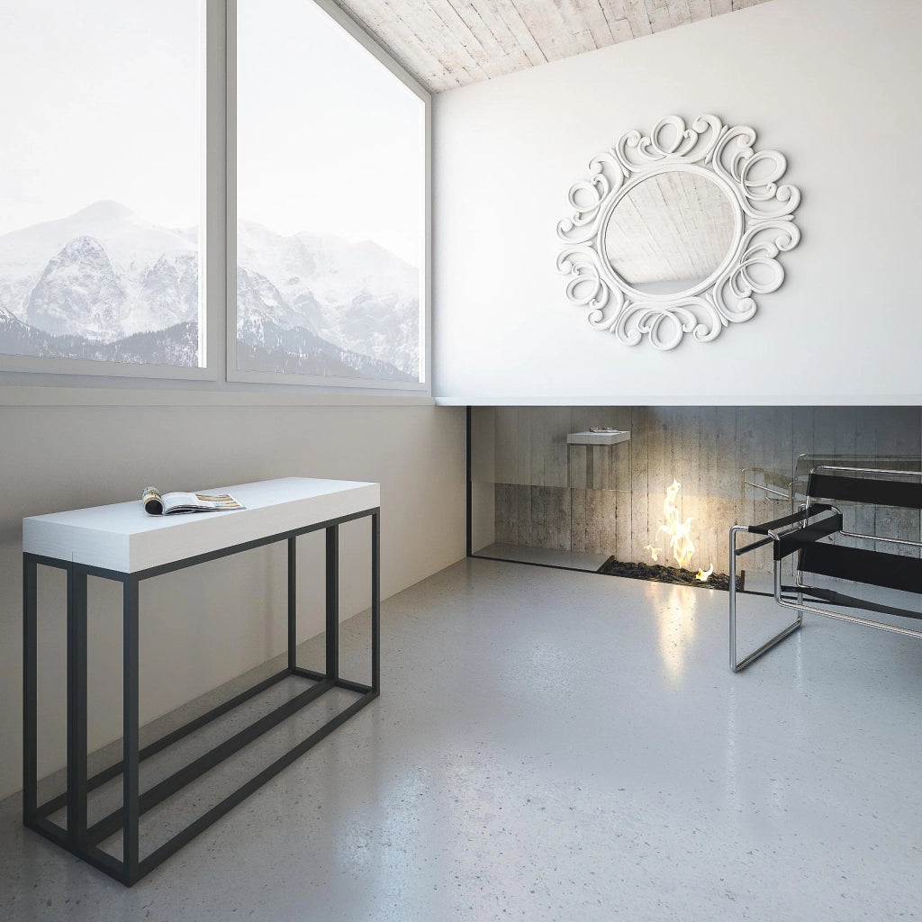 Consolle Allungabile 90-300x40x77 cm in Nobilitato Bianco
