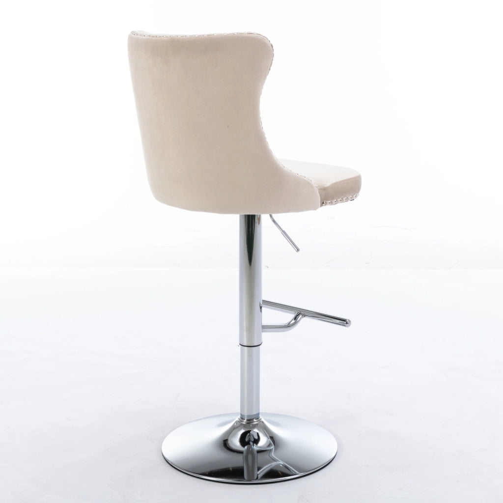 Sgabelli da bar girevoli in velluto con altezza della seduta regolabile da 63,5 a 84 cm, base cromata, schienale imbottito e confortevole, ideali per