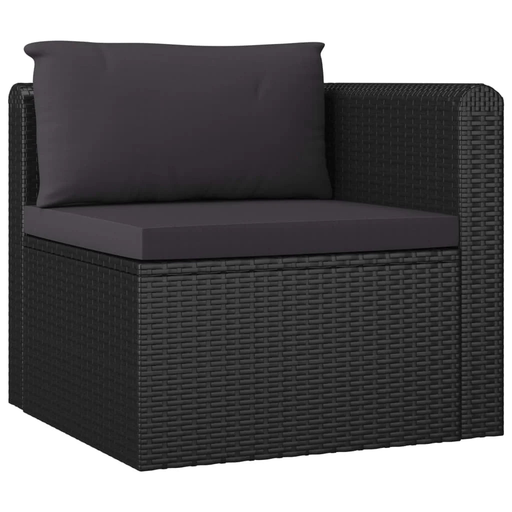 Mobili da giardino mobili da esterno Set di mobili da 9 pezzi con cuscini in resina intrecciata nera 02_0018153