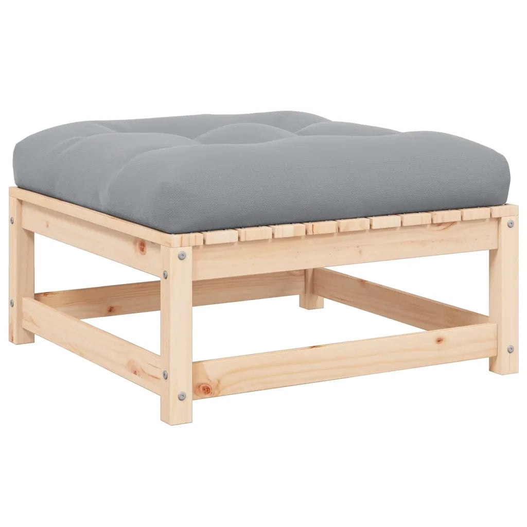 Poggiapiedi da Giardino con Cuscino in Legno Massello di Pinocod mxl 118703