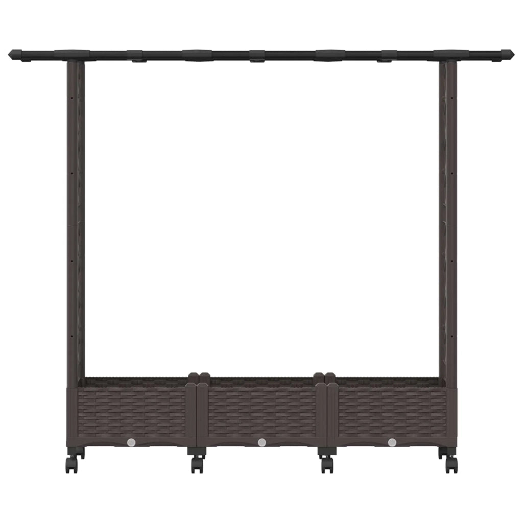 Letto Rialzato con Griglia e Tetto Marrone 164 x 40 x 127 cm PP 3423112