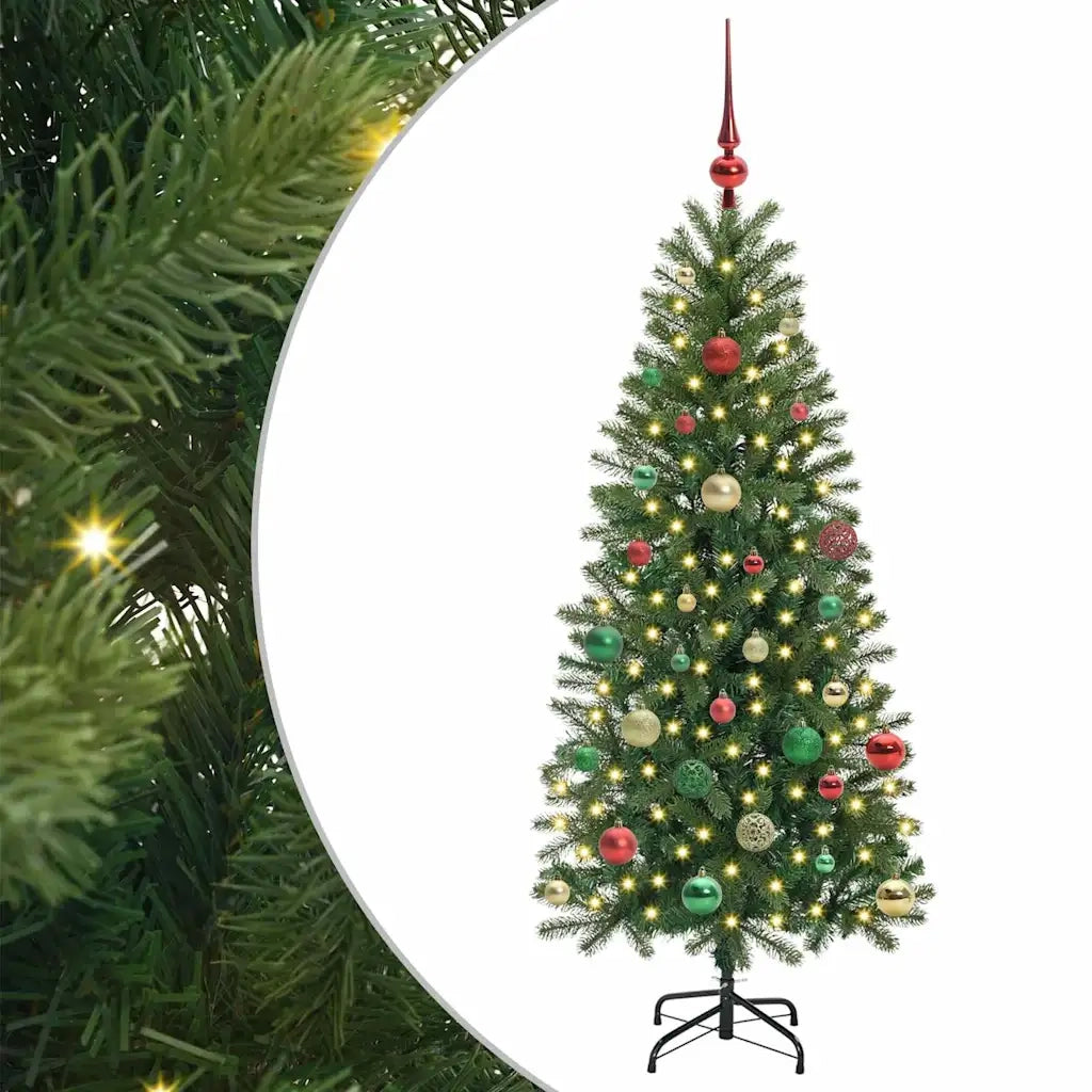 Albero di Natale | Decorazioni natalizie artificiale con 150 LED Verde 150 cm PE e PVC