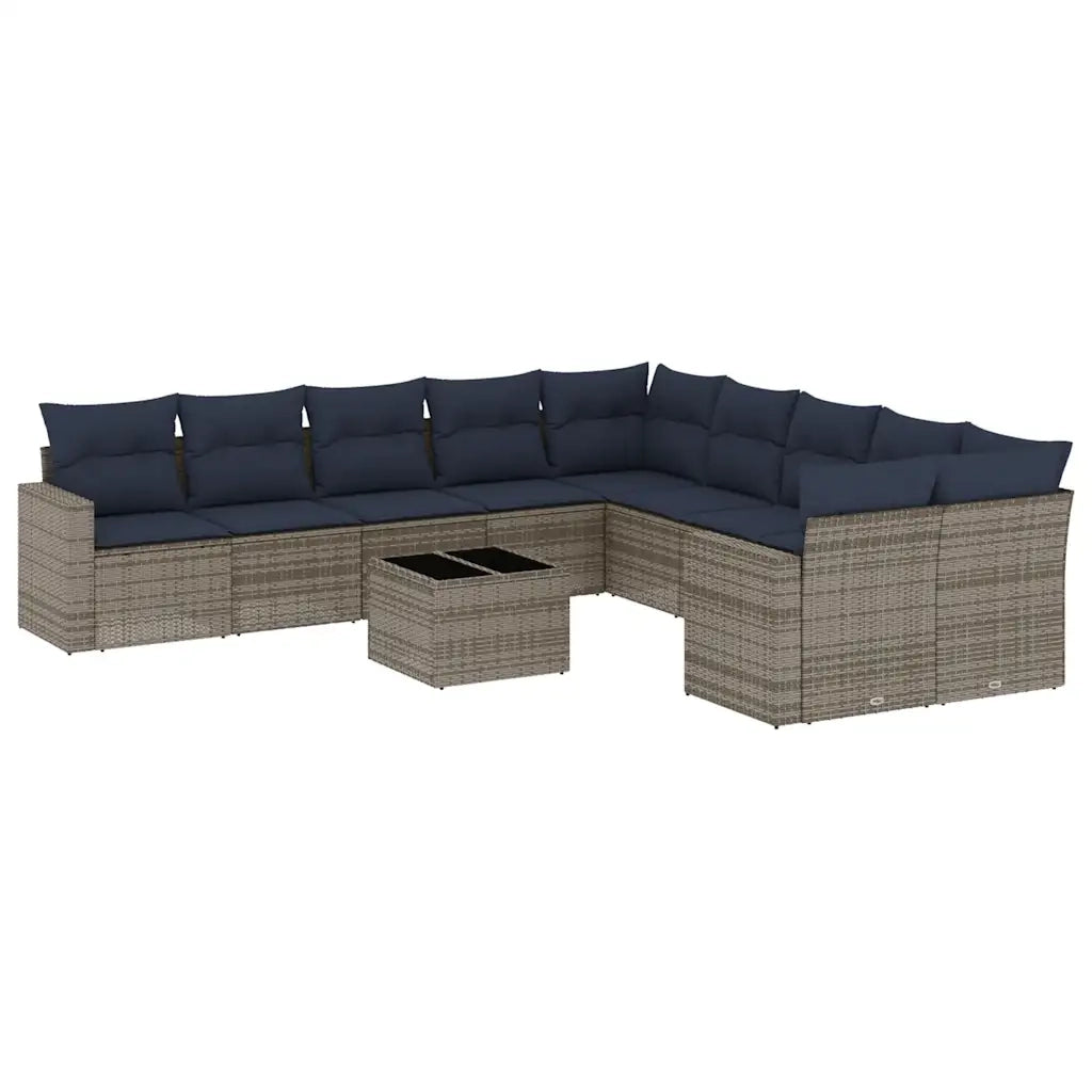 Set Divani da Giardino 11 pz con Cuscini in Polyrattan Grigio 3219511