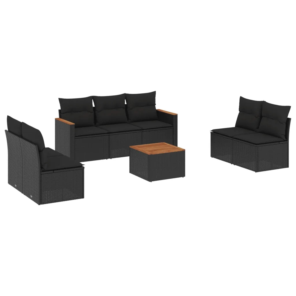 Set Divani da Giardino con Cuscini 8 pz Nero in Polyrattancod mxl 112526
