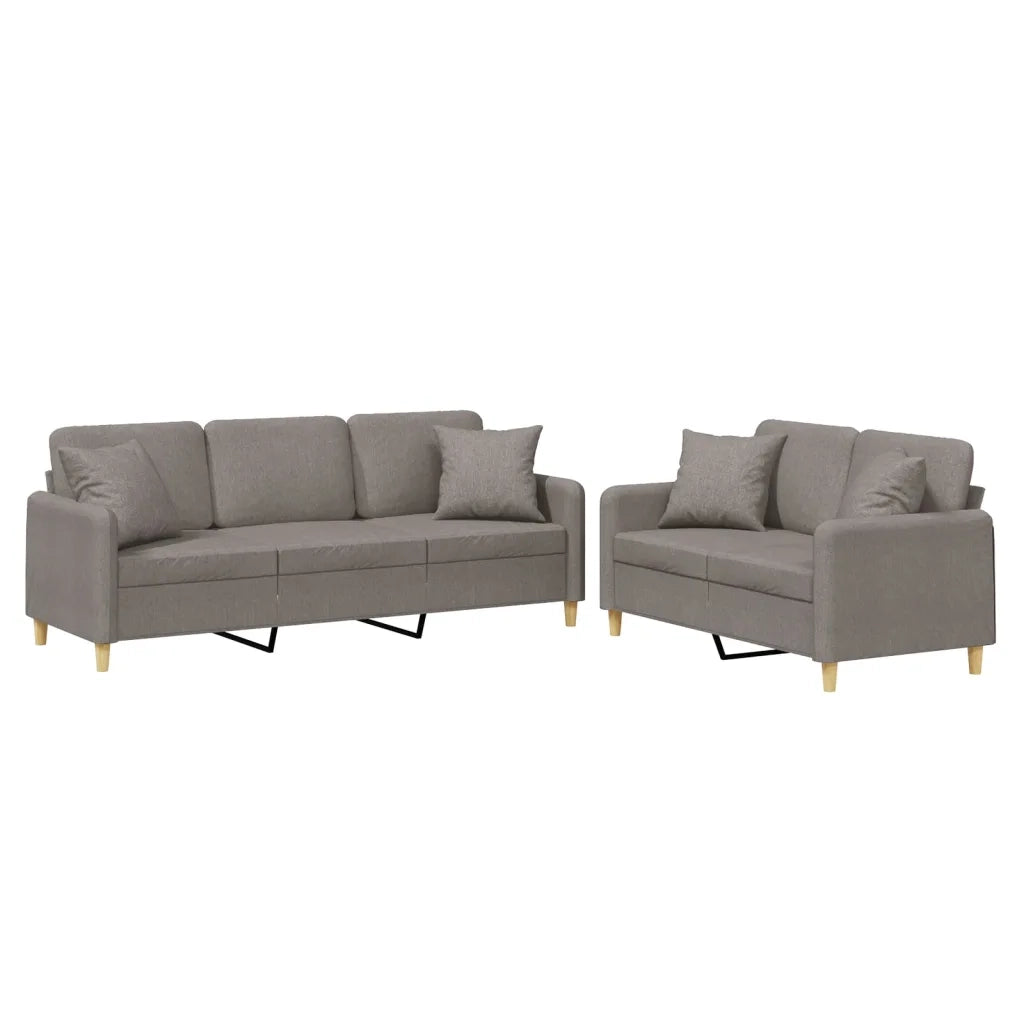 Set Divani 2 pz con Cuscini Tortora in Tessuto 3202141
