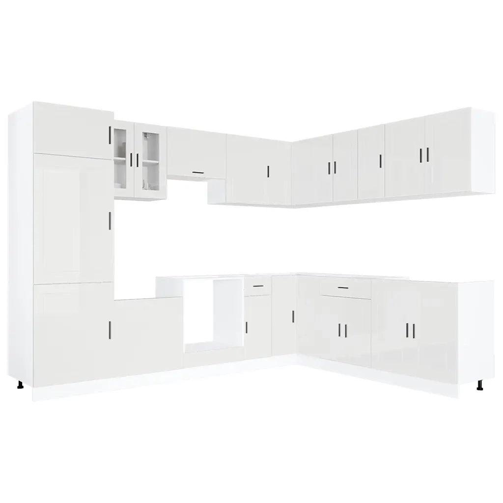vidaXL Set Mobili da Cucina 14 pz Porto Bianchi Lucido in Truciolato
