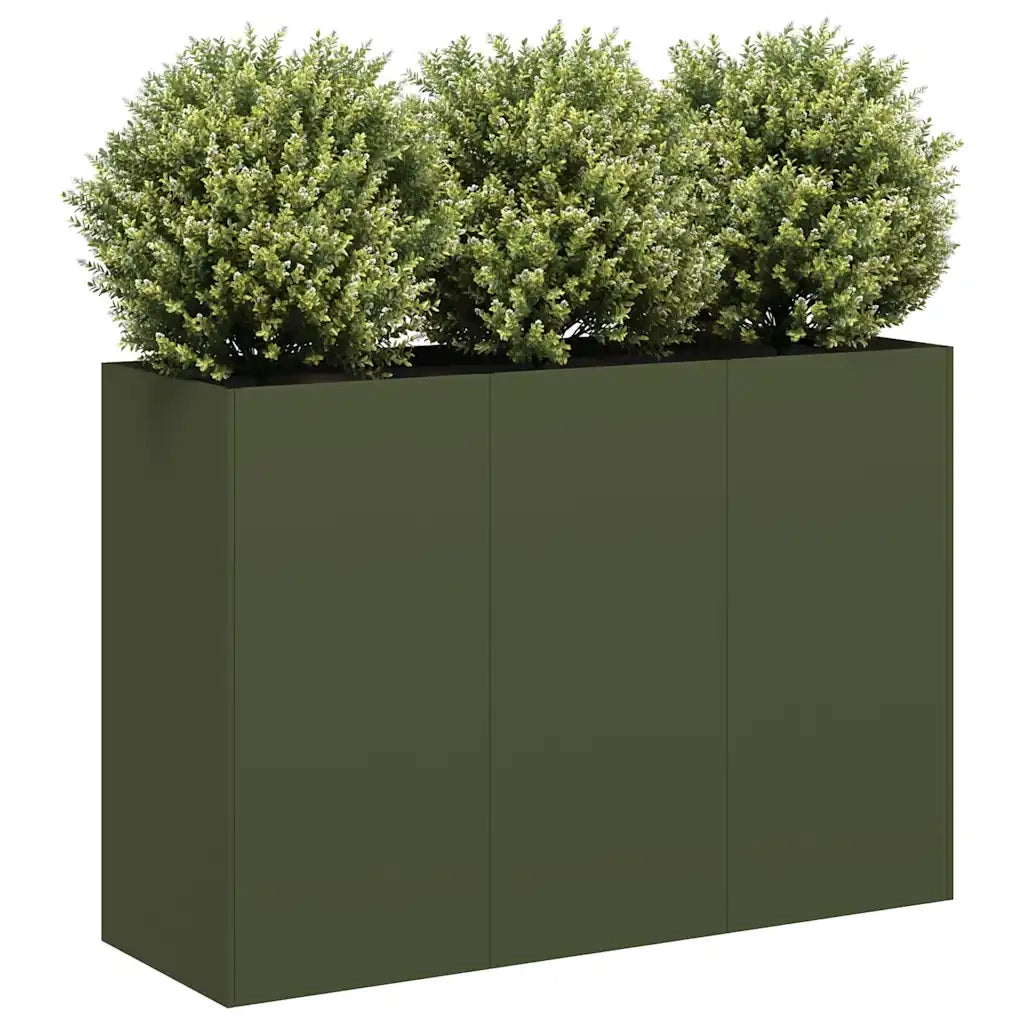Fioriera | Cassetta per fiori | Vaso Verde Oliva 120x40x80 cm in Acciaio Laminato a Freddo