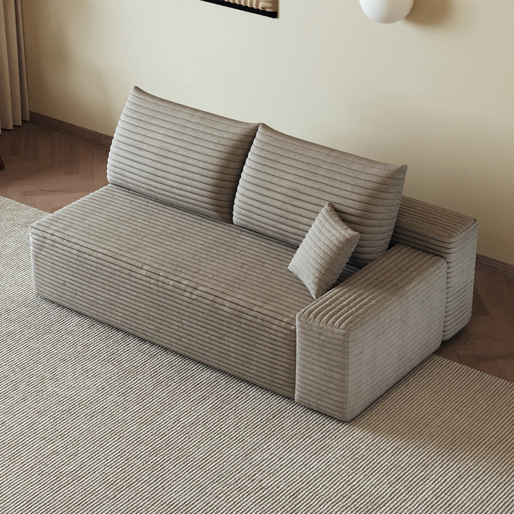 DIVANO Chaise destra 2 posti Tessuto Camel