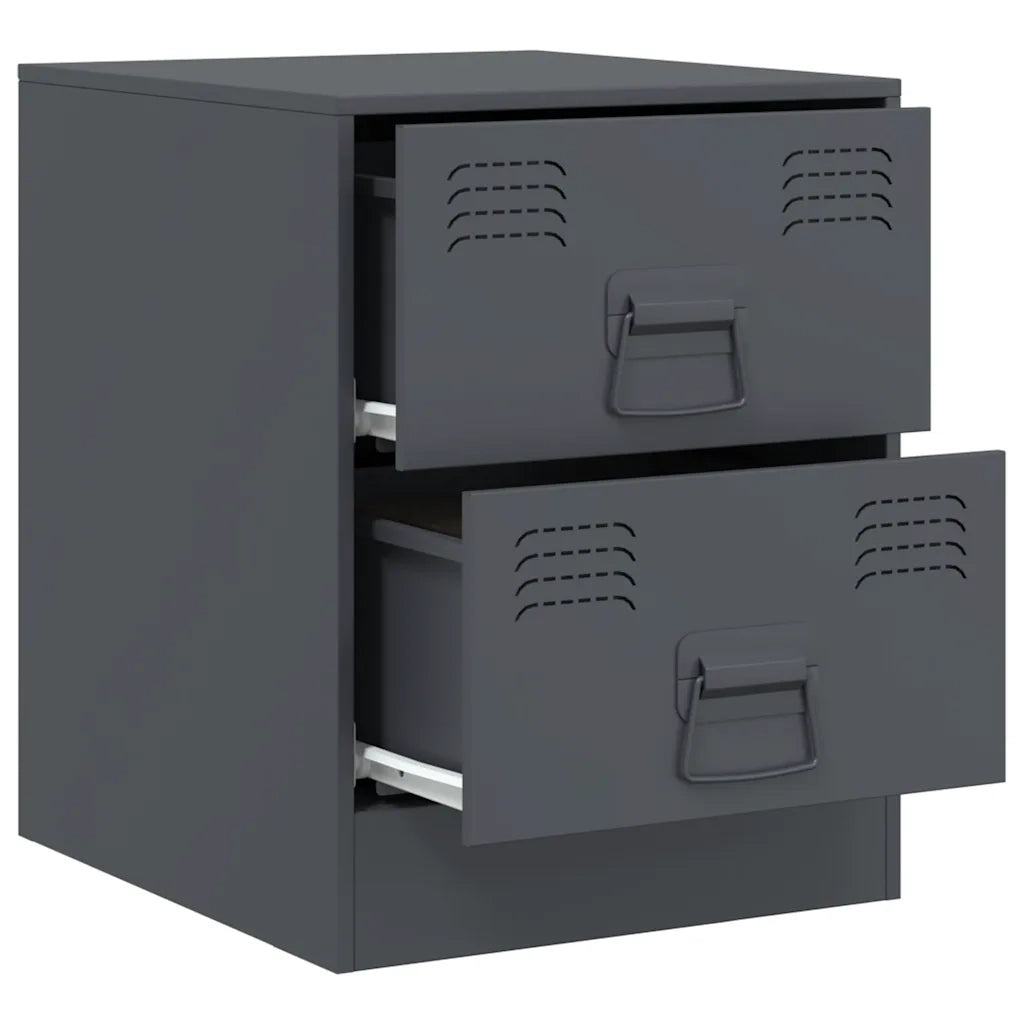 Set di 2 Comodini | Armadio da Notte | Mobiletto da notte Antracite 34,5x39x44 cm in Acciaio