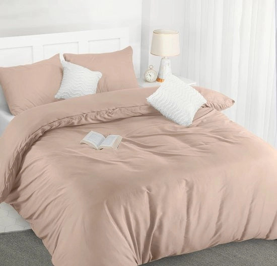 Set di copriletto microfibra soffice 200x200cm - Beige - Inclusi cuscini 50x75cm per tessuti da letto di lusso