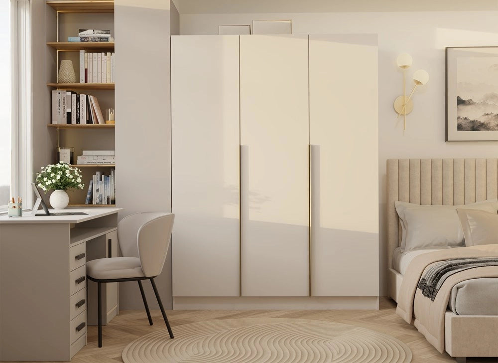 Armadio SENSO 3d 150 cm 3 ante oro maniglie per soggiorno camera da letto cashmere beige guardaroba