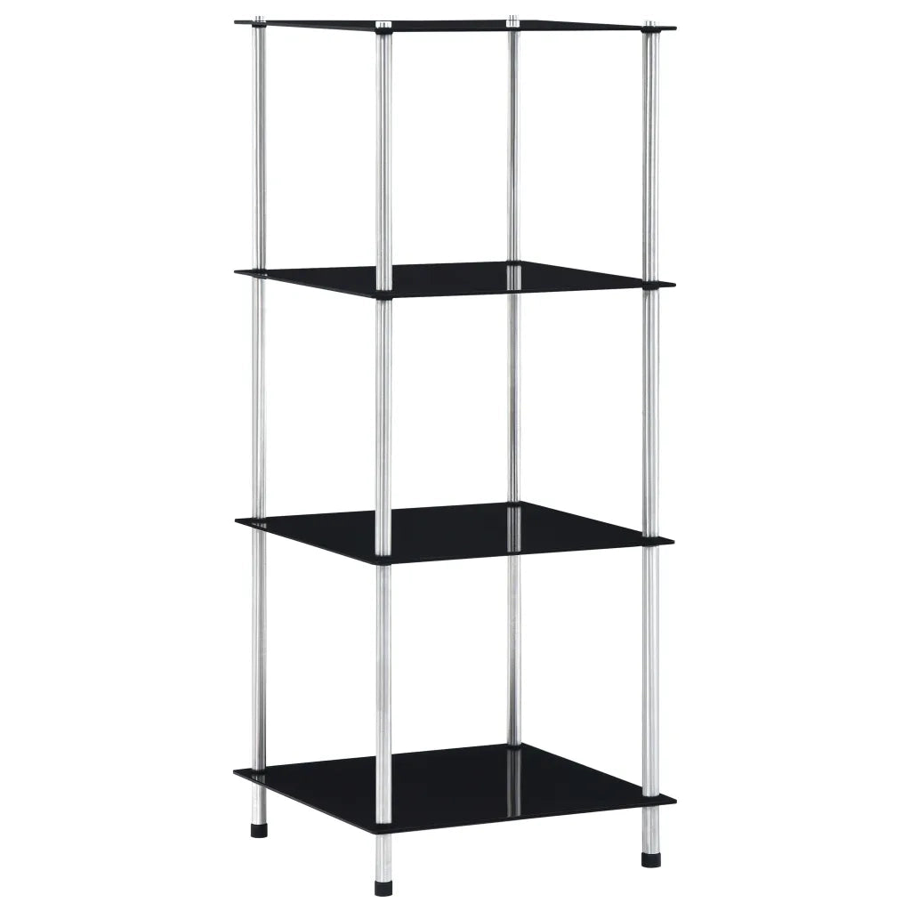 Scaffale a 4 Livelli Nero 40x40x100 cm in Vetro Temperato cod mxl 6508