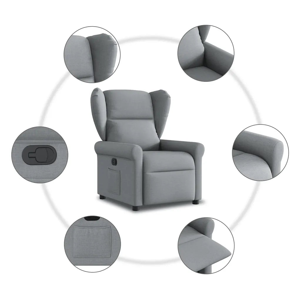 Divano Sedia-Poltrona Reclinabile in Tessuto Grigio Chiaro 396068