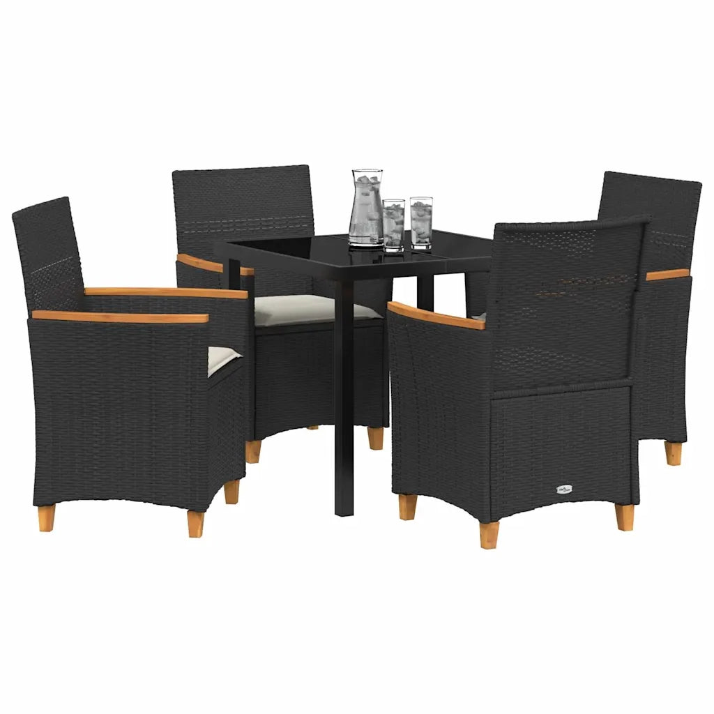 Set da Pranzo per Giardino 5 pcs Nero polyrattan 3381087