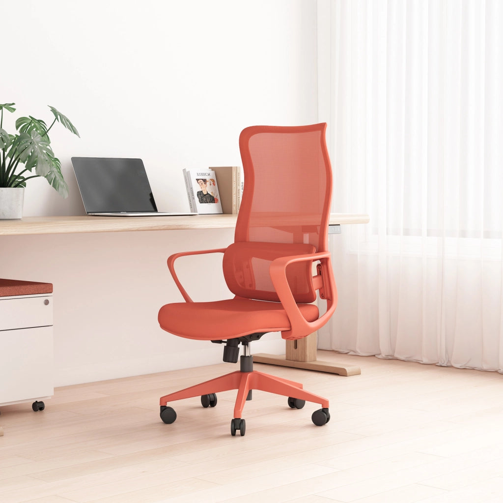 Sedia studio Hispanohogar altezza regolabile in tessuto arancione