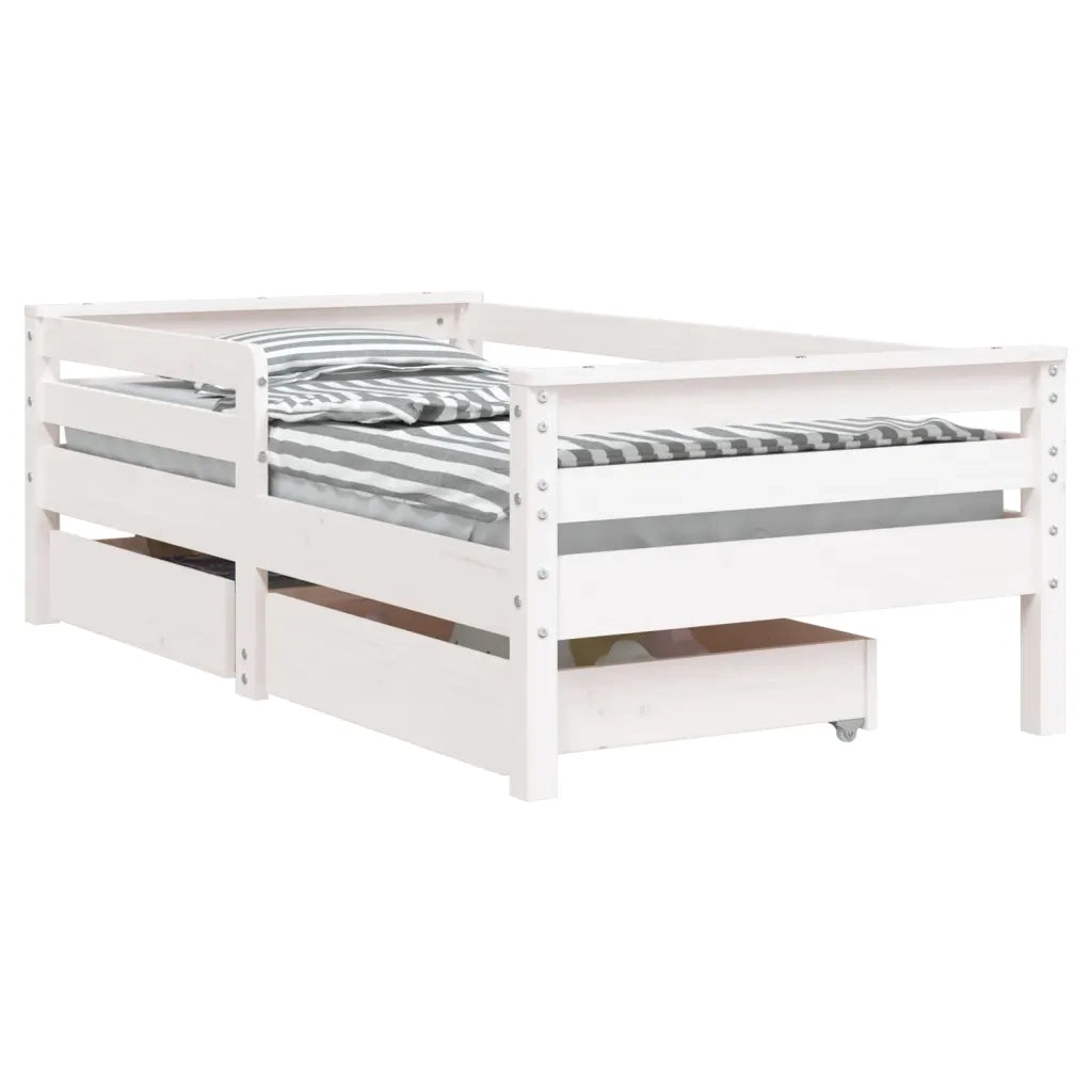 Giroletto Bambini | Letto Infantile | Lettino con Cassetti Bianco 70x140cm Massello di Pino