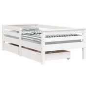 Giroletto Bambini | Letto Infantile | Lettino con Cassetti Bianco 70x140cm Massello di Pino