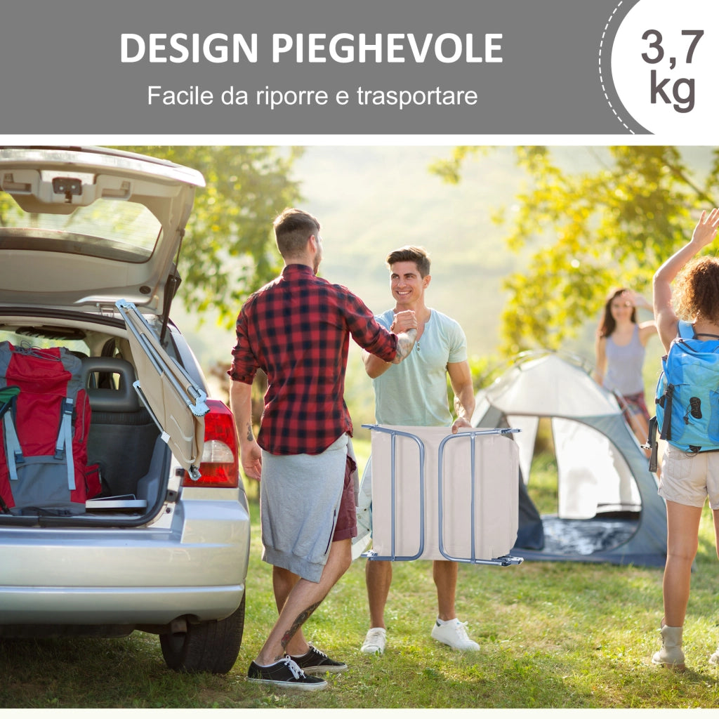 Letto singolo pieghevole con schienale reclinabile ¨C zephmum ¨C beige, 4 livelli, metallo e tessuto