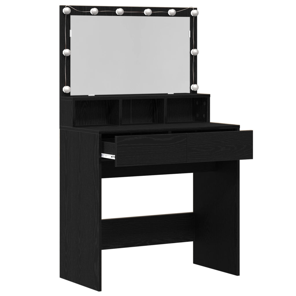 vidaXL Tavolo da Trucco con cassetto Rovere nero 80 x 41 x 134.5 cm