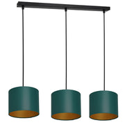 Lampada sospensione barra nera 3 verdi oro Arden Luminex