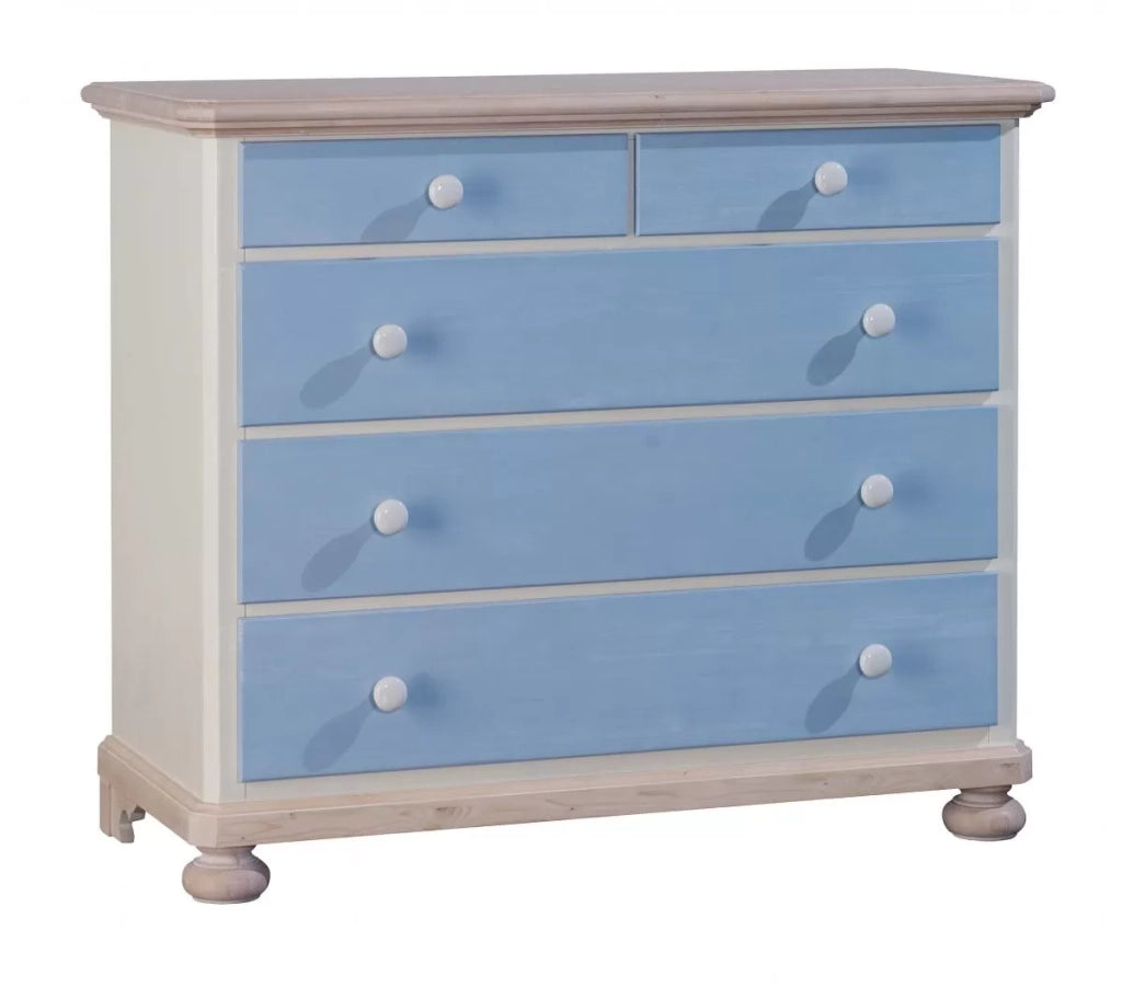 Como 5 cassetti in legno azzurro miele l.118 p.52 h.99 (2210) - Mobili 2G