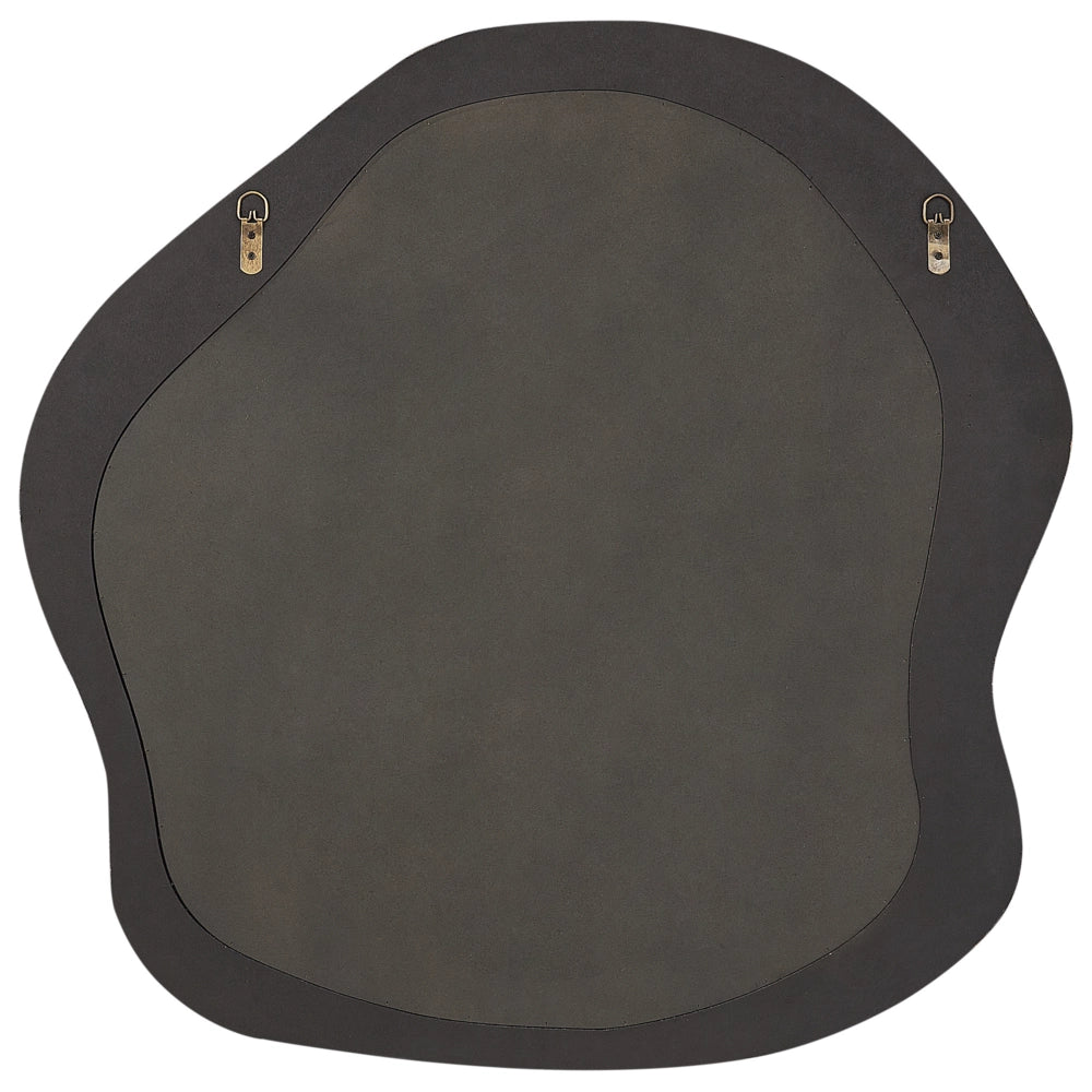Specchio da parete marrone con cornice in MDF, vetro rivestito in bouclé 79 x 80 cm, pezzo decorativo irregolare montato a parete, stile moderno
