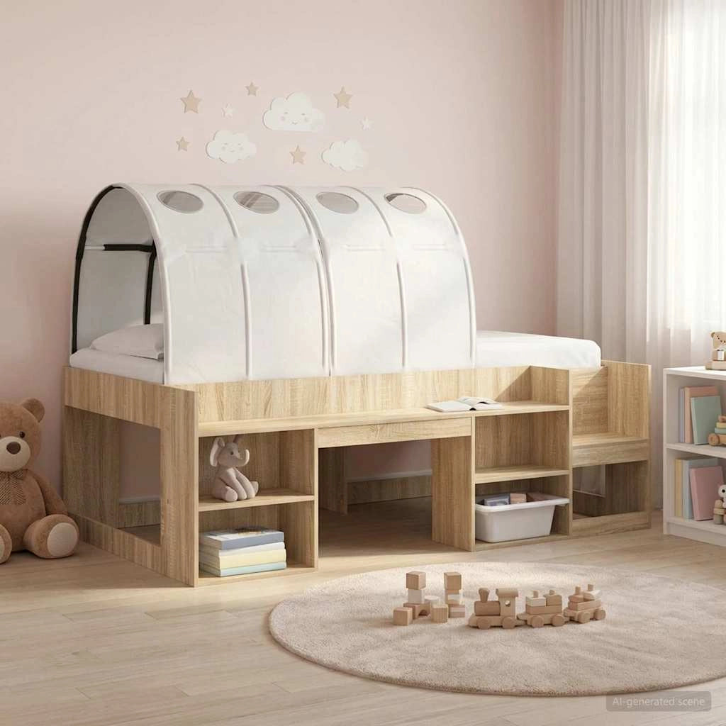 Tunnel per Letto 2 pz Bianco Poliestere 893714