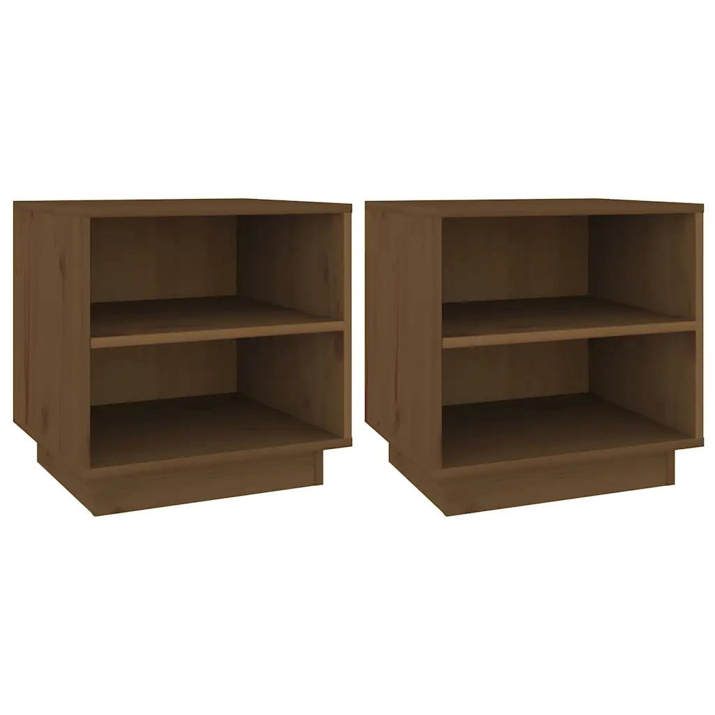 Comodini 2 pz-Set di 2 Tavolino da notte Ambrati 40x34x40 cm in Legno Massello di Pino