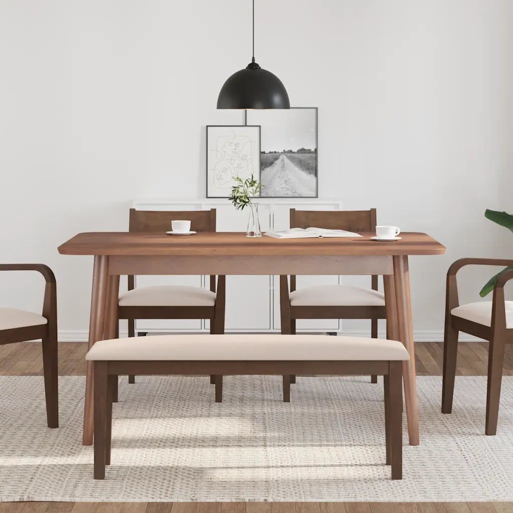 Panca-Sgabello 110 cm Marrone in Legno Massello di Hevea 258130
