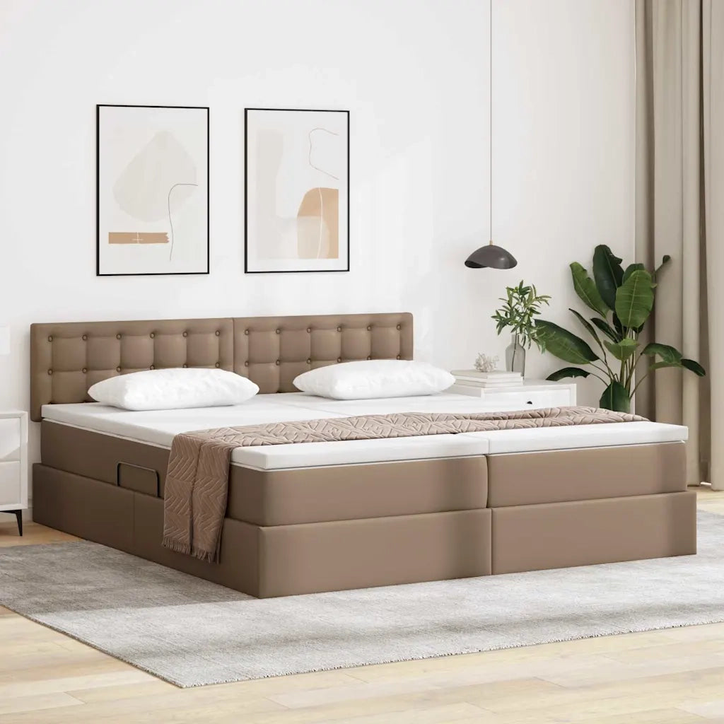 Letto con contenitore e LED con led Cappuccino 180 x 200 cm