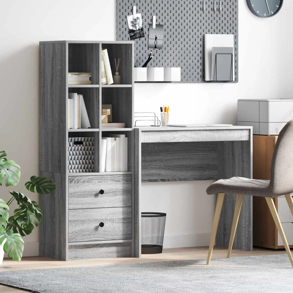 Scrivania con cassetto con lo scaffale 2 pcs Grigio Sonoma 3337318