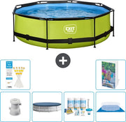 Piscina Rond Con Corpo In Lime - 300 x 76 cm - Inclusa Pomp Copertura - Kit Manutenzione - Copertura Fondamentale - 7 Pezzi