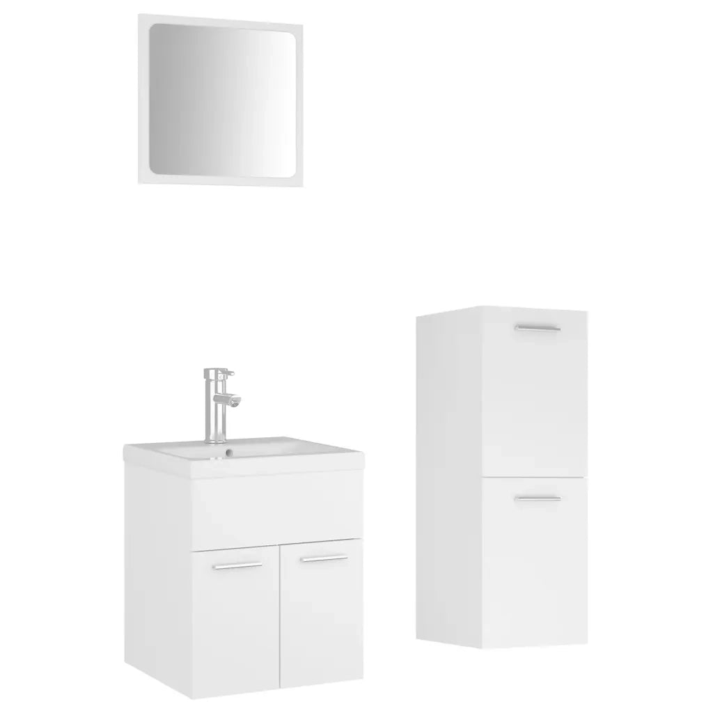 Set Mobili da Bagno | Armadio da bagno Bianco in Legno Multistrato