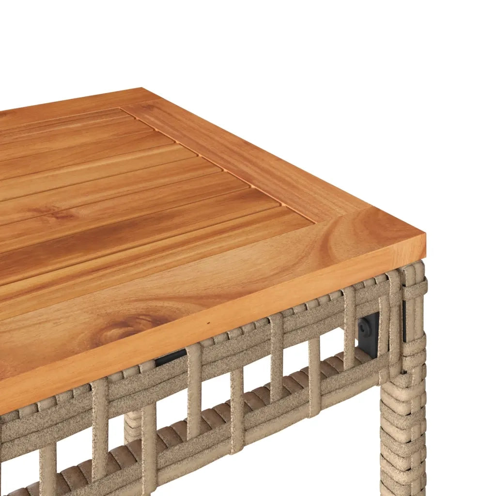 Tavolo Giardino Beige Misto 38x38x42 cm Polyrattan Legno Acacia 365865
