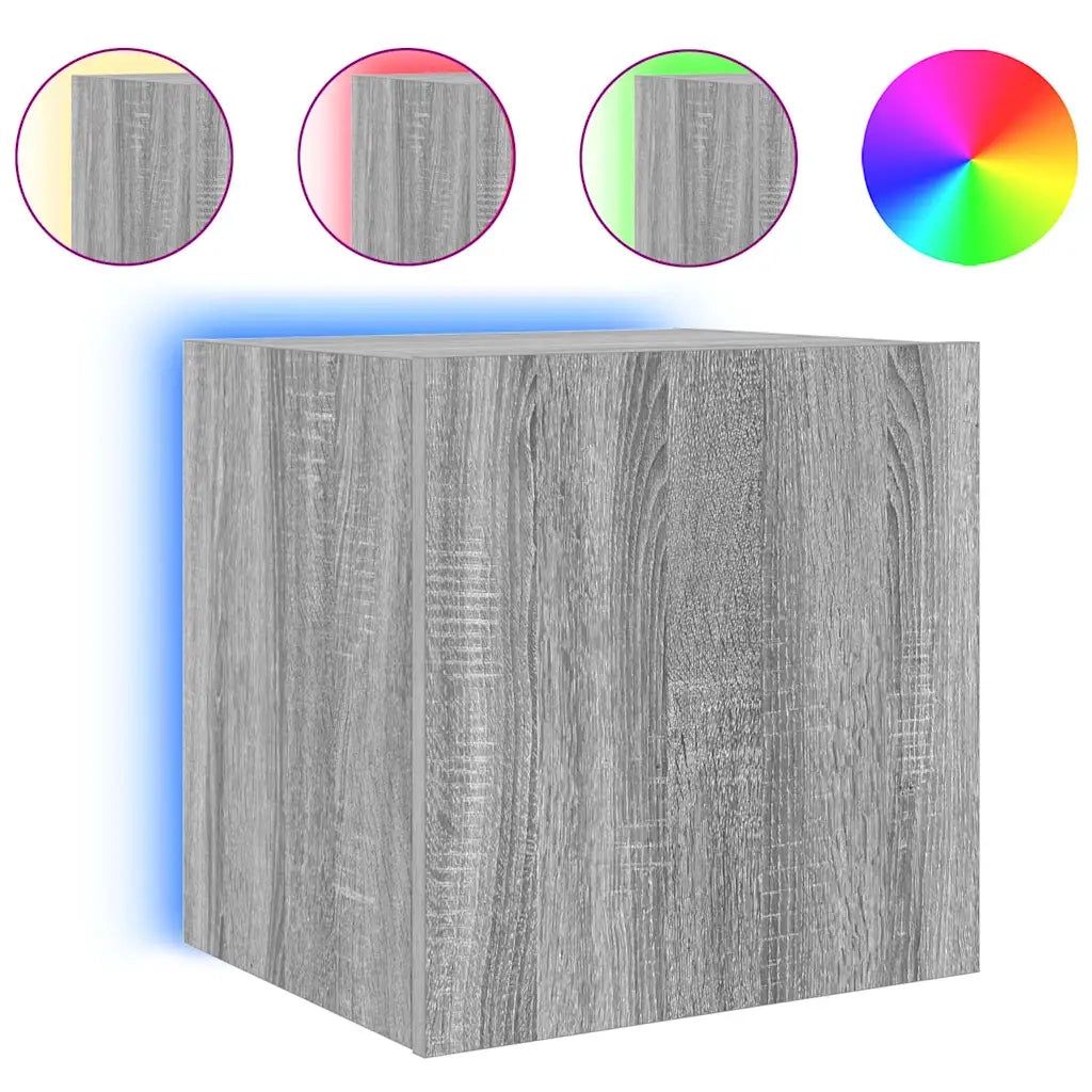 Mobili TV a Parete con Luci LED 2pz Grigio Sonoma 40,5x35x40 cm 837257