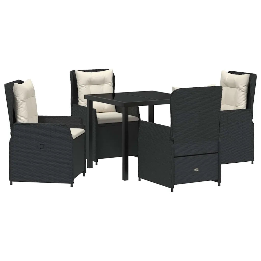Set da Pranzo per Giardino 5 pcs Nero polyrattan 3380940