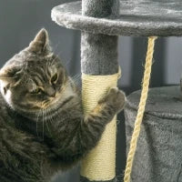 Rascador per Gatti Altezza 116 cm Albero per Gatti con Pali di Sisal Cuccia Piattaforme e Giocattoli Grigio Scuro