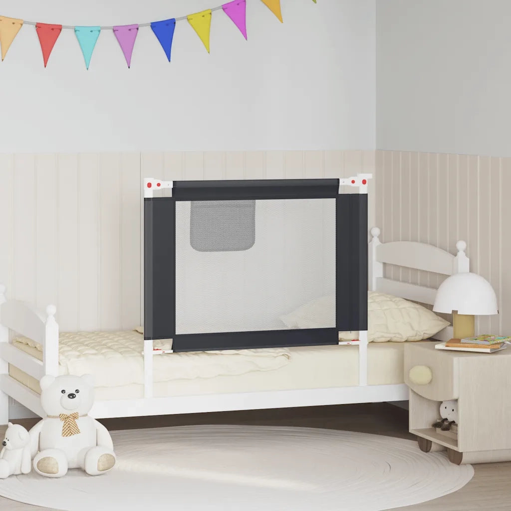 Sponda Letto Sicurezza Bambini Grigio Scuro 90x25 cm Tessuto 10225