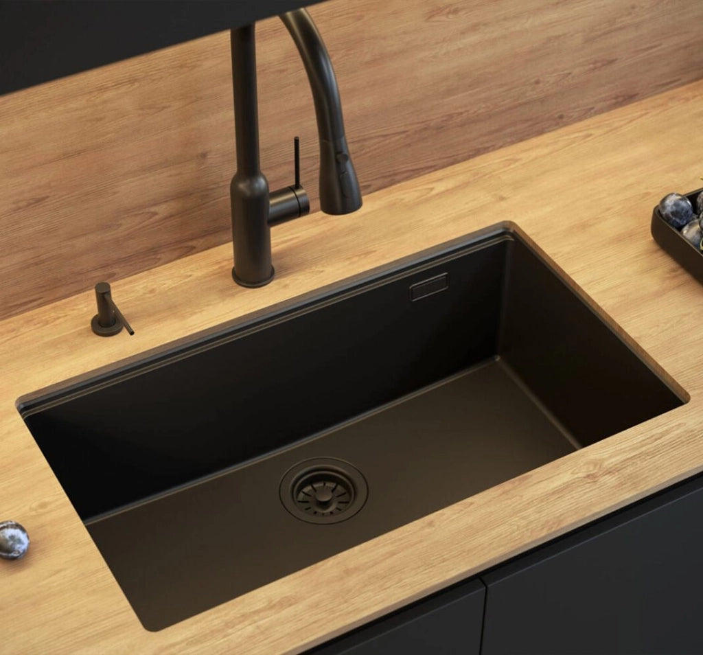 Lavello In Granito Logan 110 Black Tappo oro