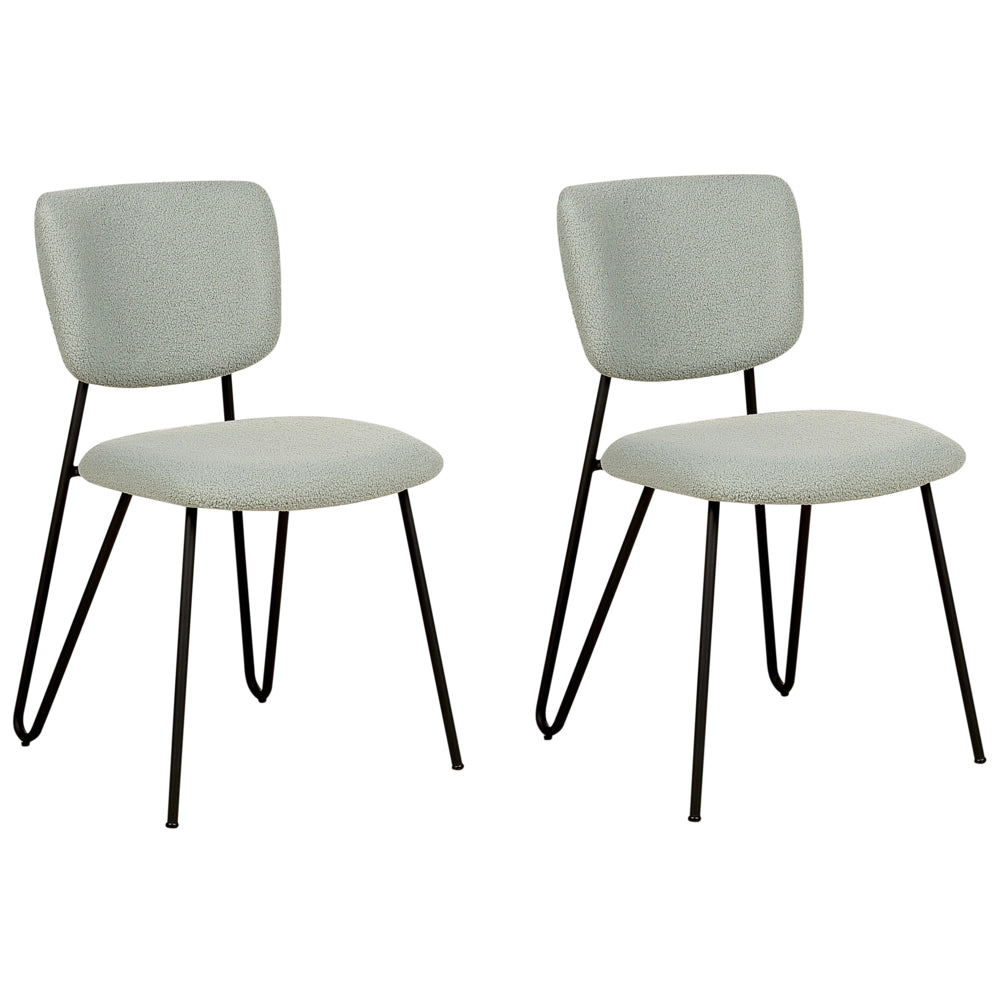 Set di 2 sedie da pranzo moderne Seduta imbottita strutturale in tessuto grigio chiaro Schienale curvo senza braccioli Design moderno e contemporaneo